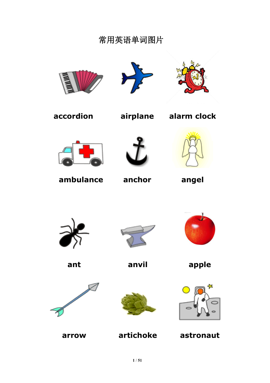 常用英语单词图片51页