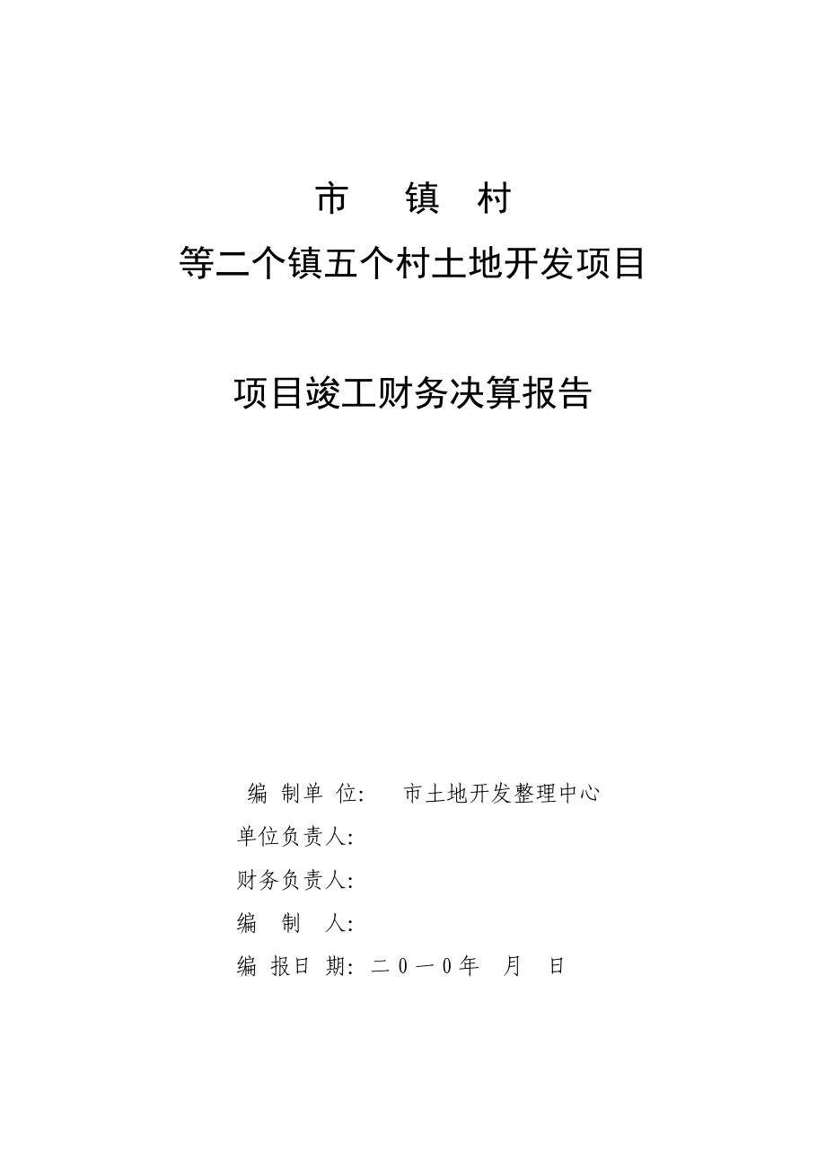 土地开发项目项目竣工财务决算报告