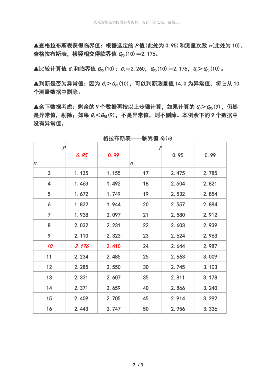 格拉布斯法(grubbs)检验法