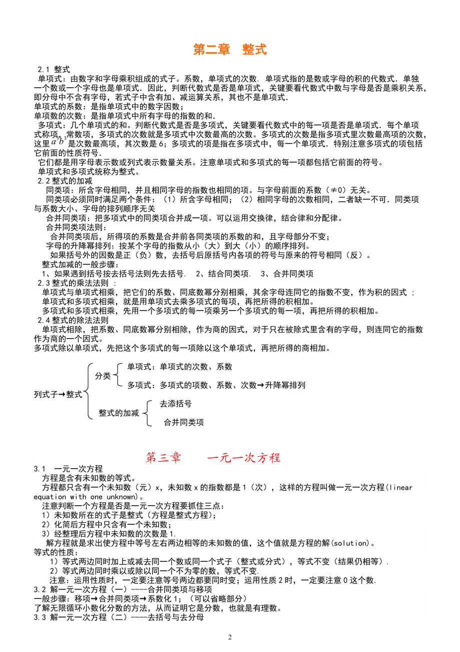 新人教版初中数学总复习提纲