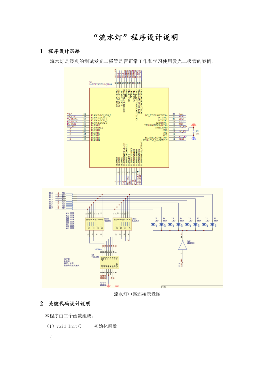 stc15f单片机流水灯程序设计说明