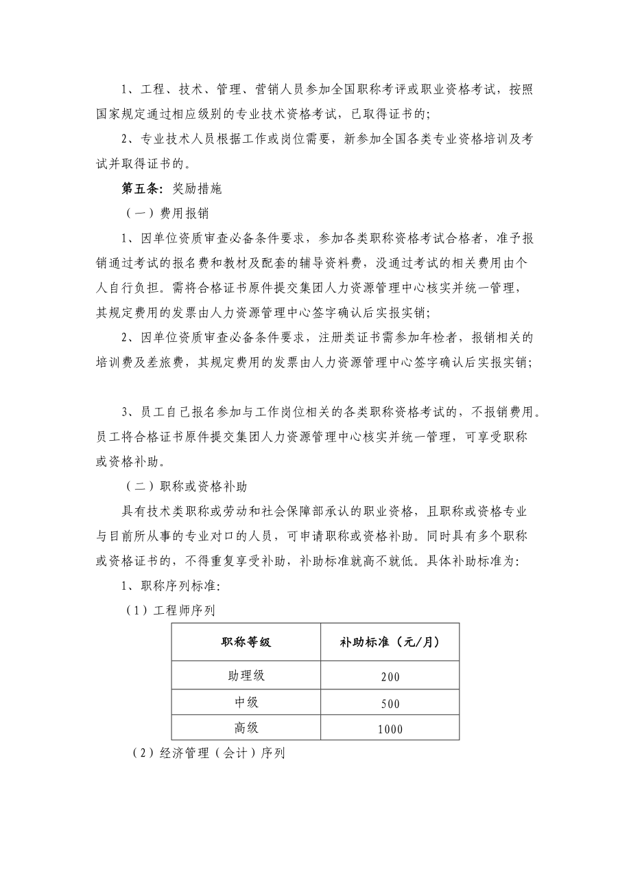 xxx集团关于员工考取职称资格的奖励办法