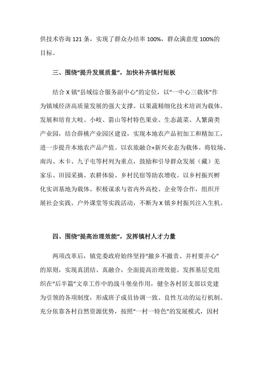 x镇两项改革后半篇文章专项工作发言稿