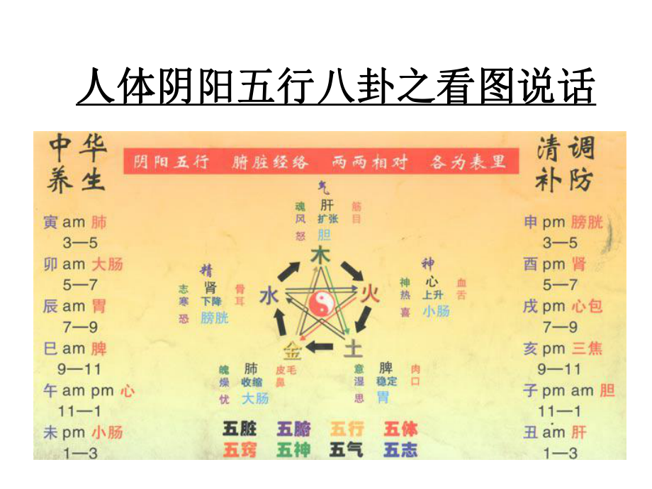 人体阴阳五行八卦之看图说话