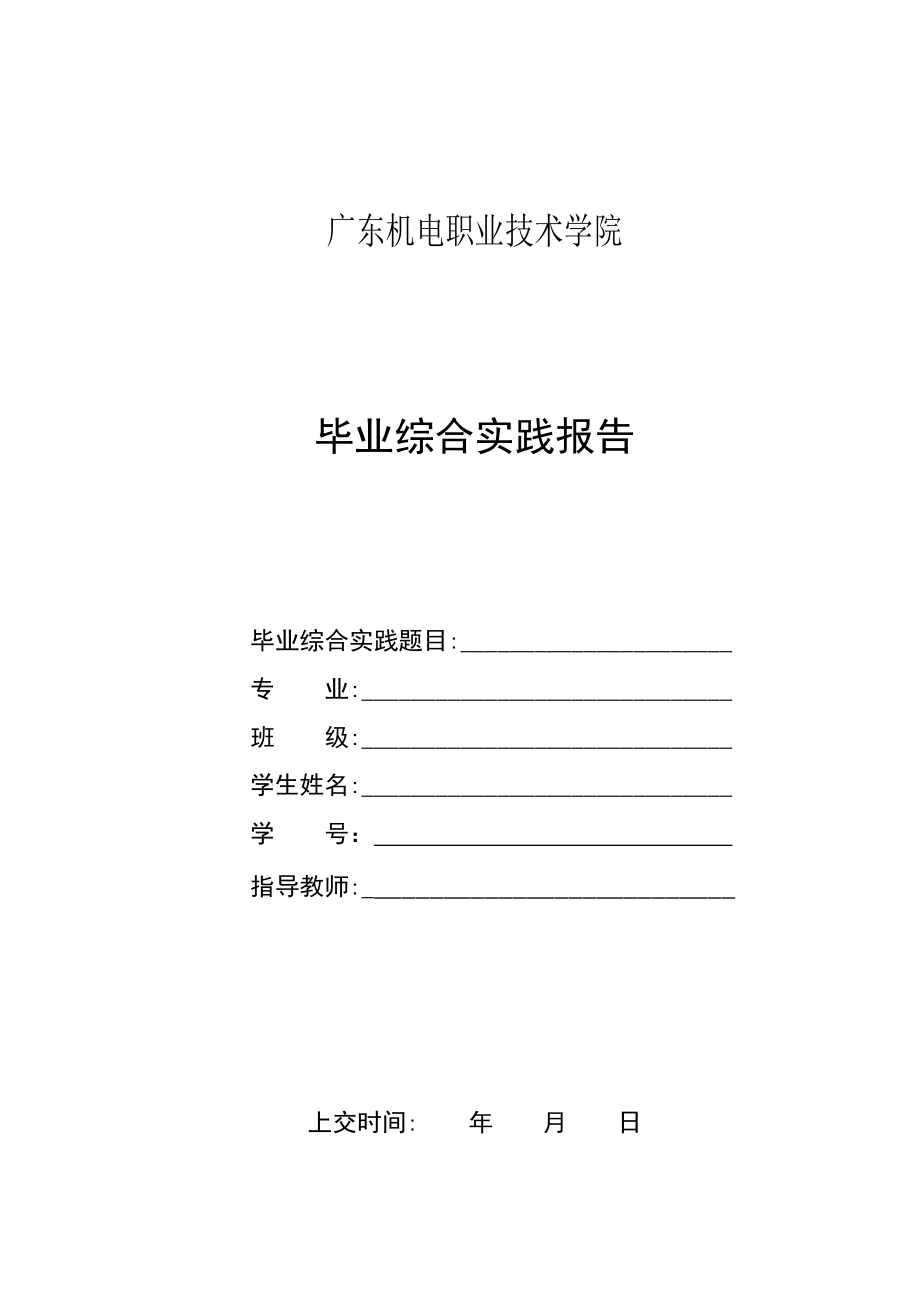 2010届毕业综合实践报告合订模版含实习鉴定表