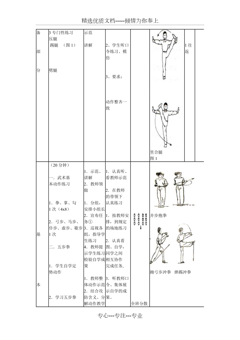 武术五步拳教学设计共6页