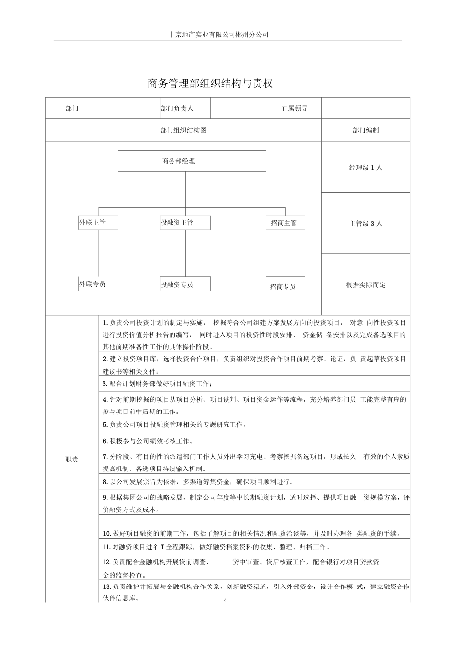 公司各部门组织结构责权与岗位职责1_第1页