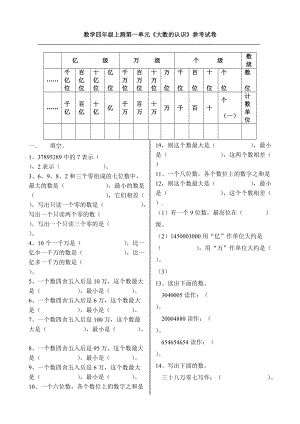 【小学 四年级数学】人教版四年级上册数学习题 共（12页）