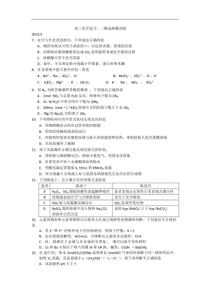 廣東省佛山市禪城實(shí)驗(yàn)高中高三化學(xué)復(fù)習(xí)：二模選擇題訓(xùn)練 Word版無(wú)答案（ 高考）