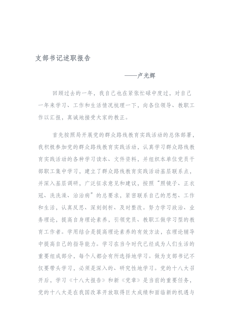 支部書記述職報(bào)告_第1頁