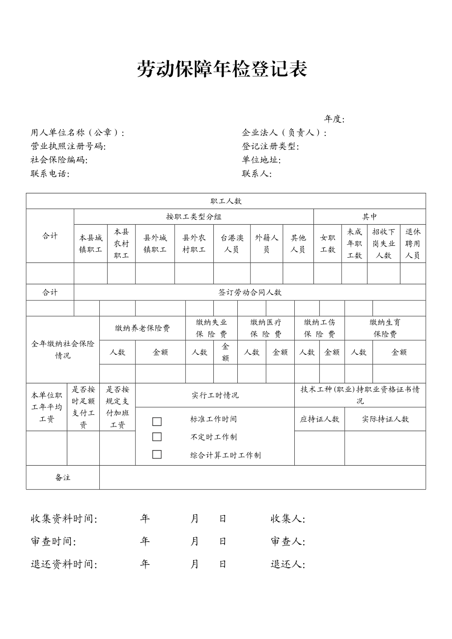 劳动保障年检登记表_第1页