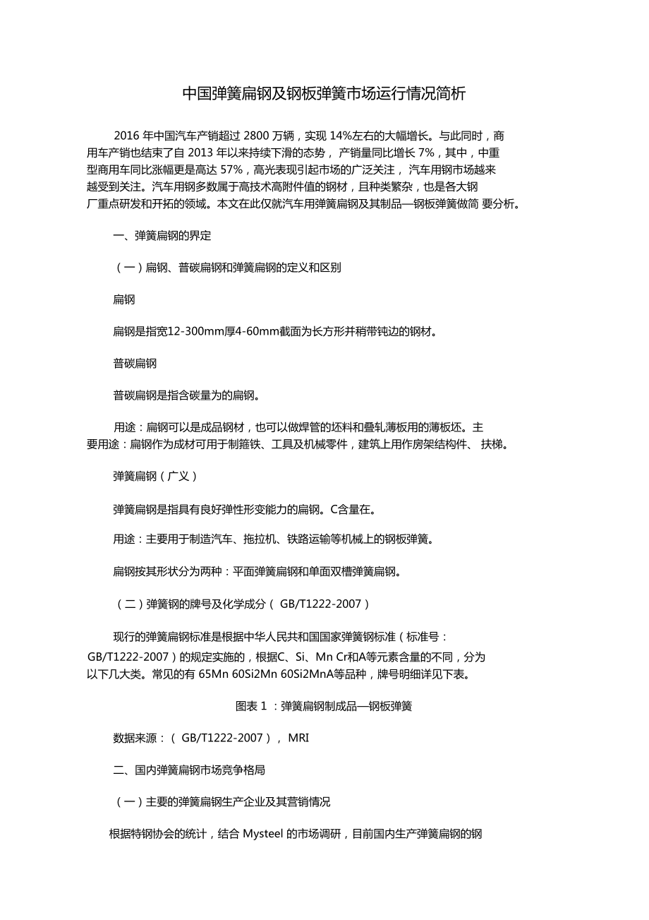 中国弹簧扁钢及钢板弹簧场运行情况简析_第1页