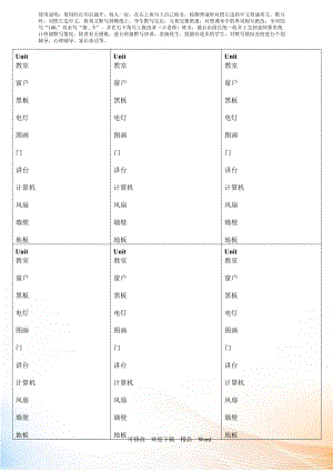 人教版PEP版六年級上英語Unit 1 單詞背誦默寫紙