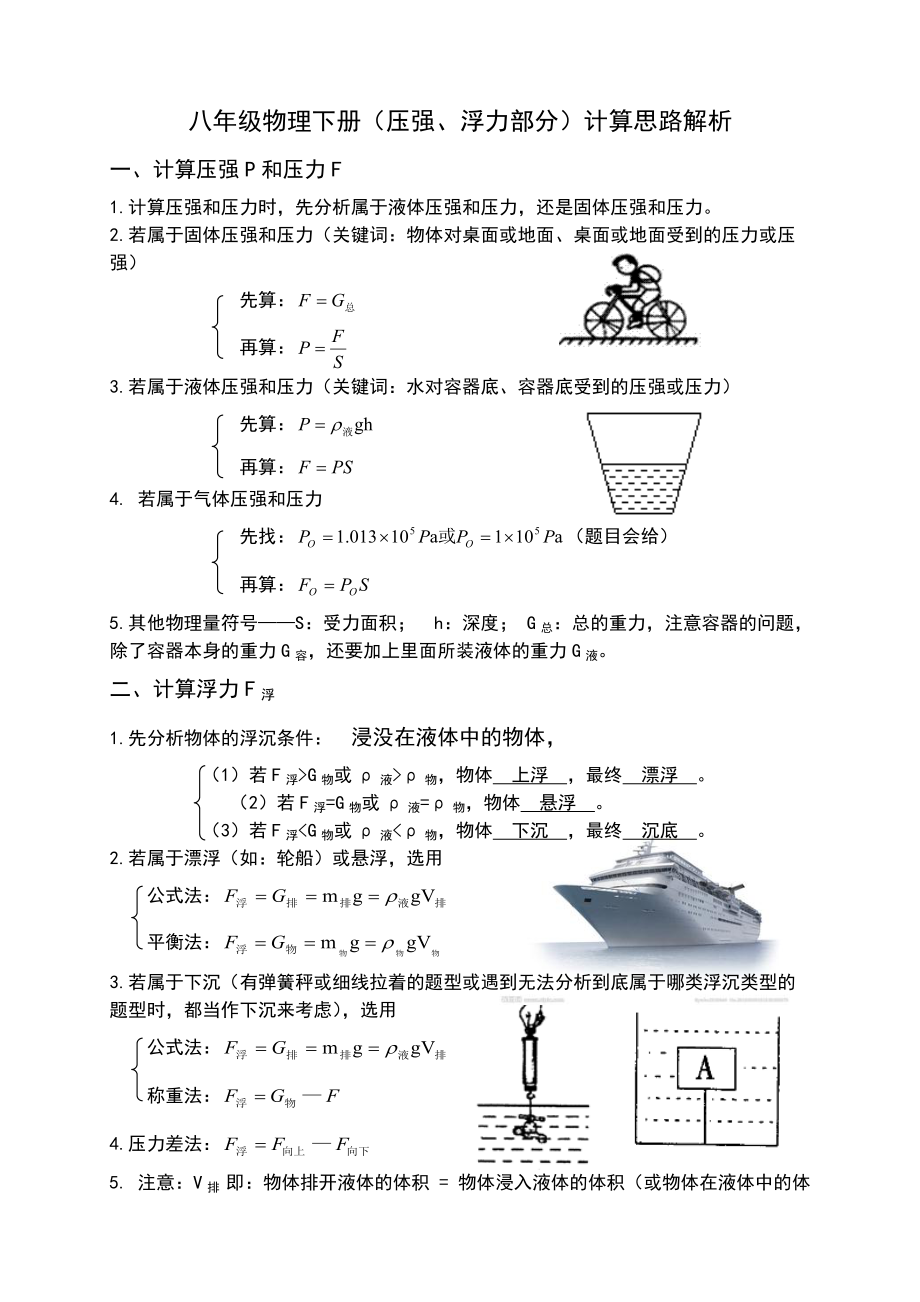 压强压力浮力密度公式总结杨文磊_第1页