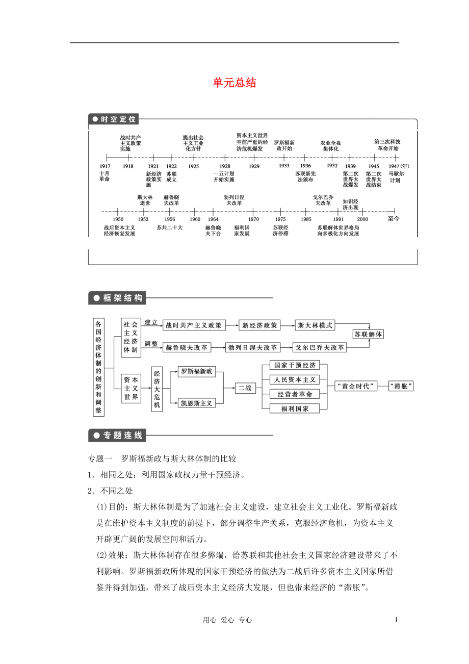 【步步高】高考历史大一轮复习 第十一单元 单元总结教案 岳麓版必修2_第1页