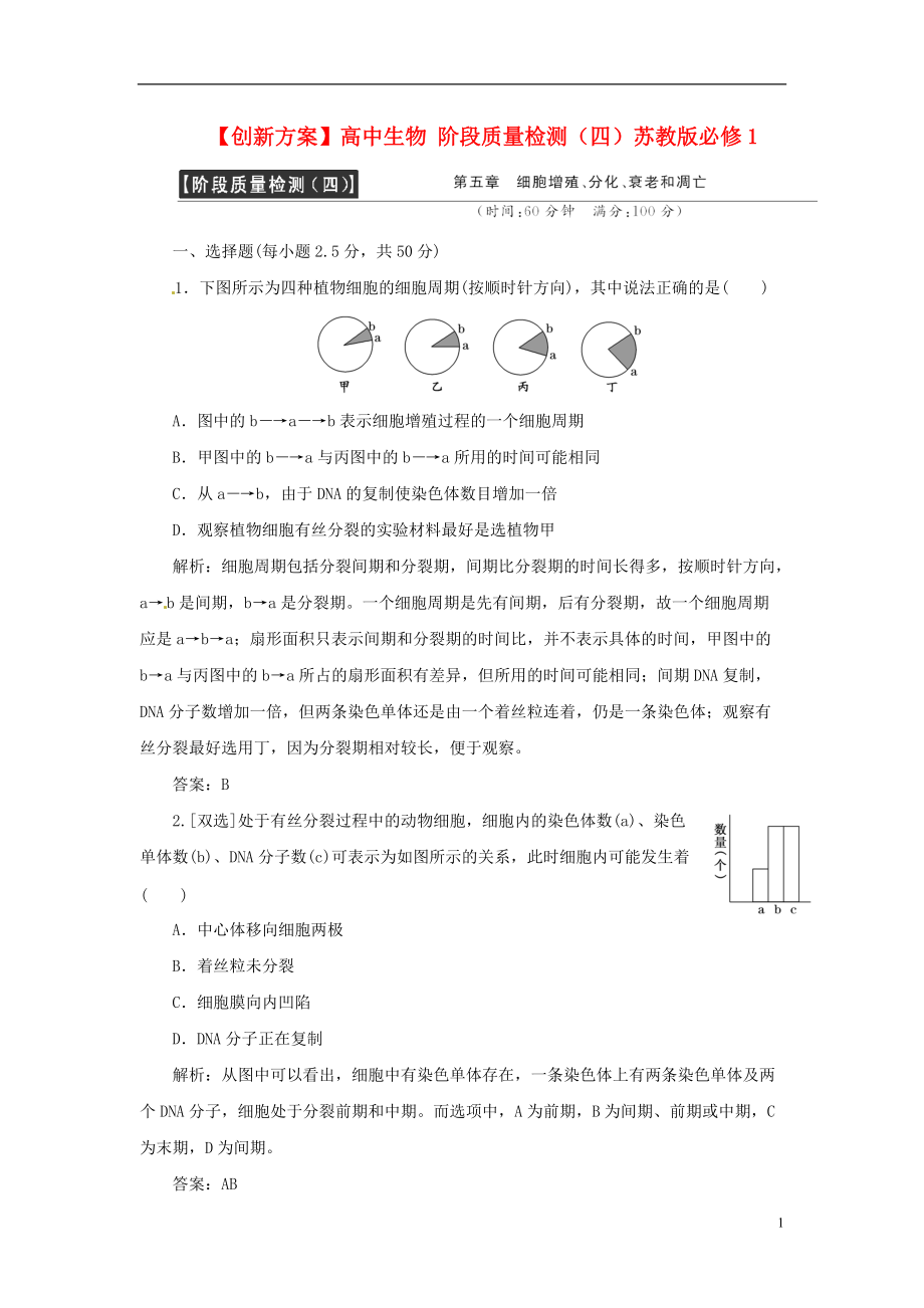 【創(chuàng)新方案】高中生物 階段質(zhì)量檢測（四）蘇教版必修1[11頁]_第1頁