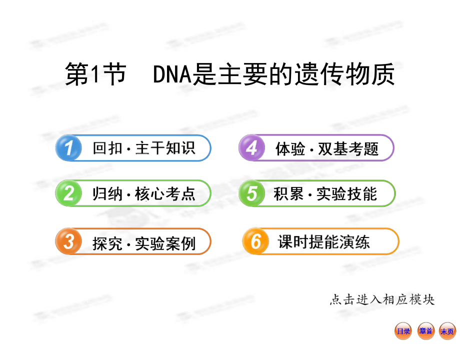 【江蘇專用】2013版高中生物全程復(fù)習(xí)方略配套課件：2.3.1DNA是主要的遺傳物質(zhì)_第1頁(yè)