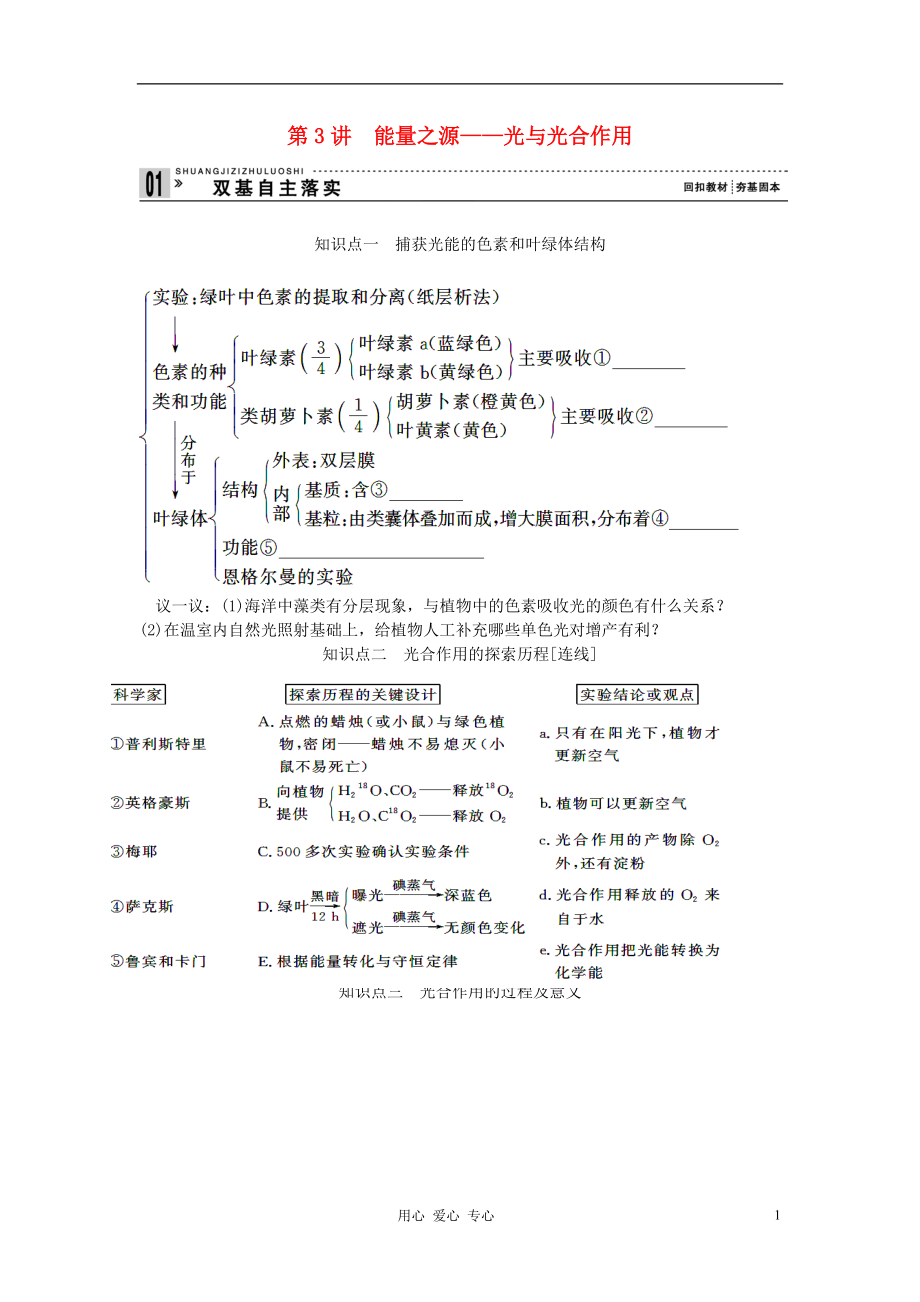 【創(chuàng)新設(shè)計(jì)】高考生物一輪復(fù)習(xí) 教師用書(shū) 第三單元 第3講能量之源 新人教版必修1_第1頁(yè)