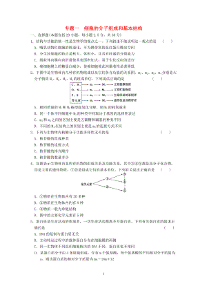 【步步高】浙江專用屆高考生物大二輪復習 專題一 細胞的分子組成和基本結構 浙科版