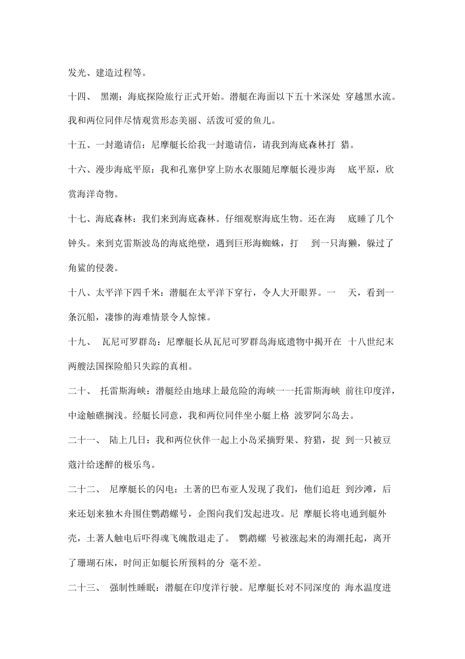 海底兩萬裡47個章節分章概括