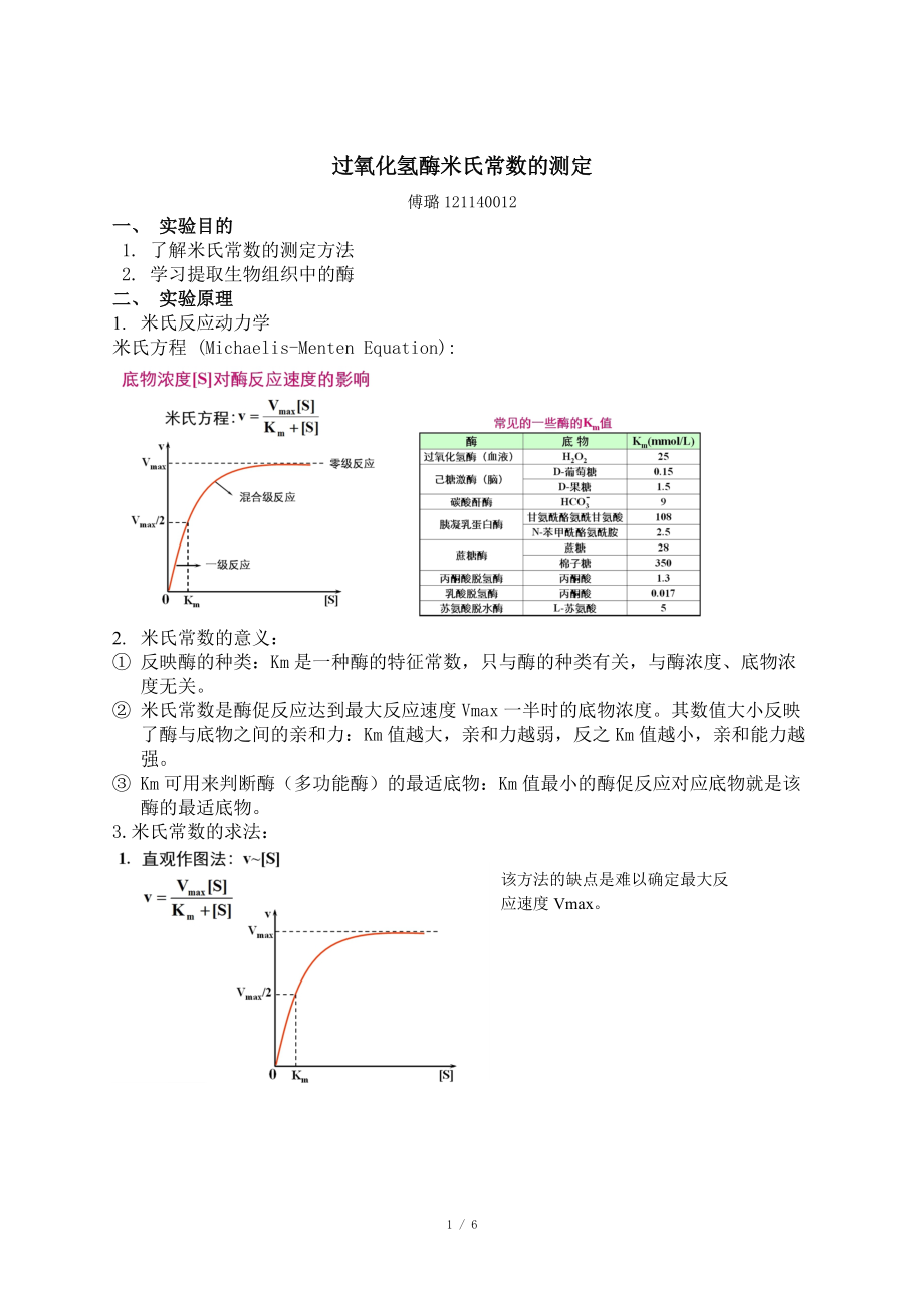 過氧化氫酶米氏常數(shù)的測定_第1頁