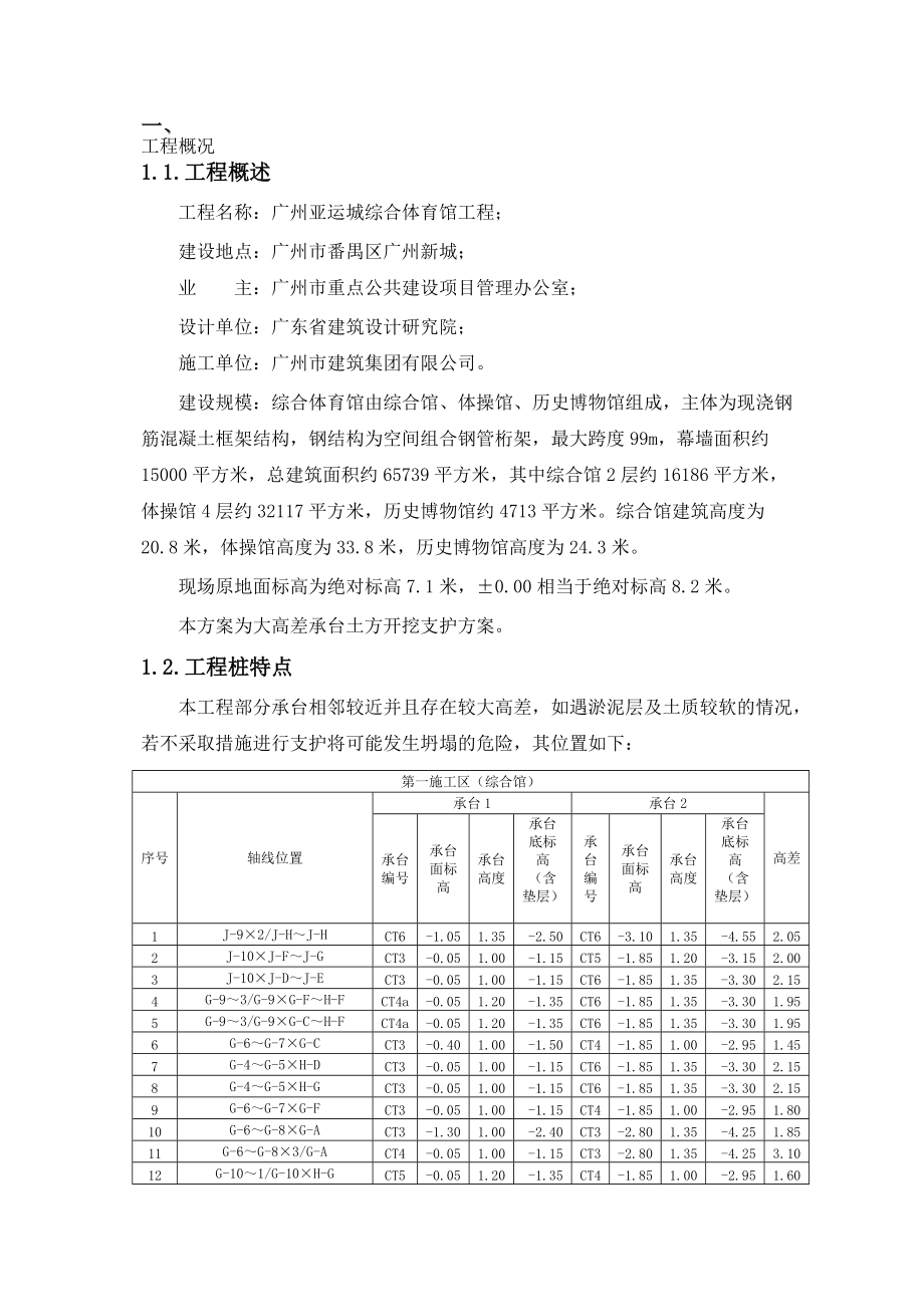 大高差承台土方开挖支护方案_第1页