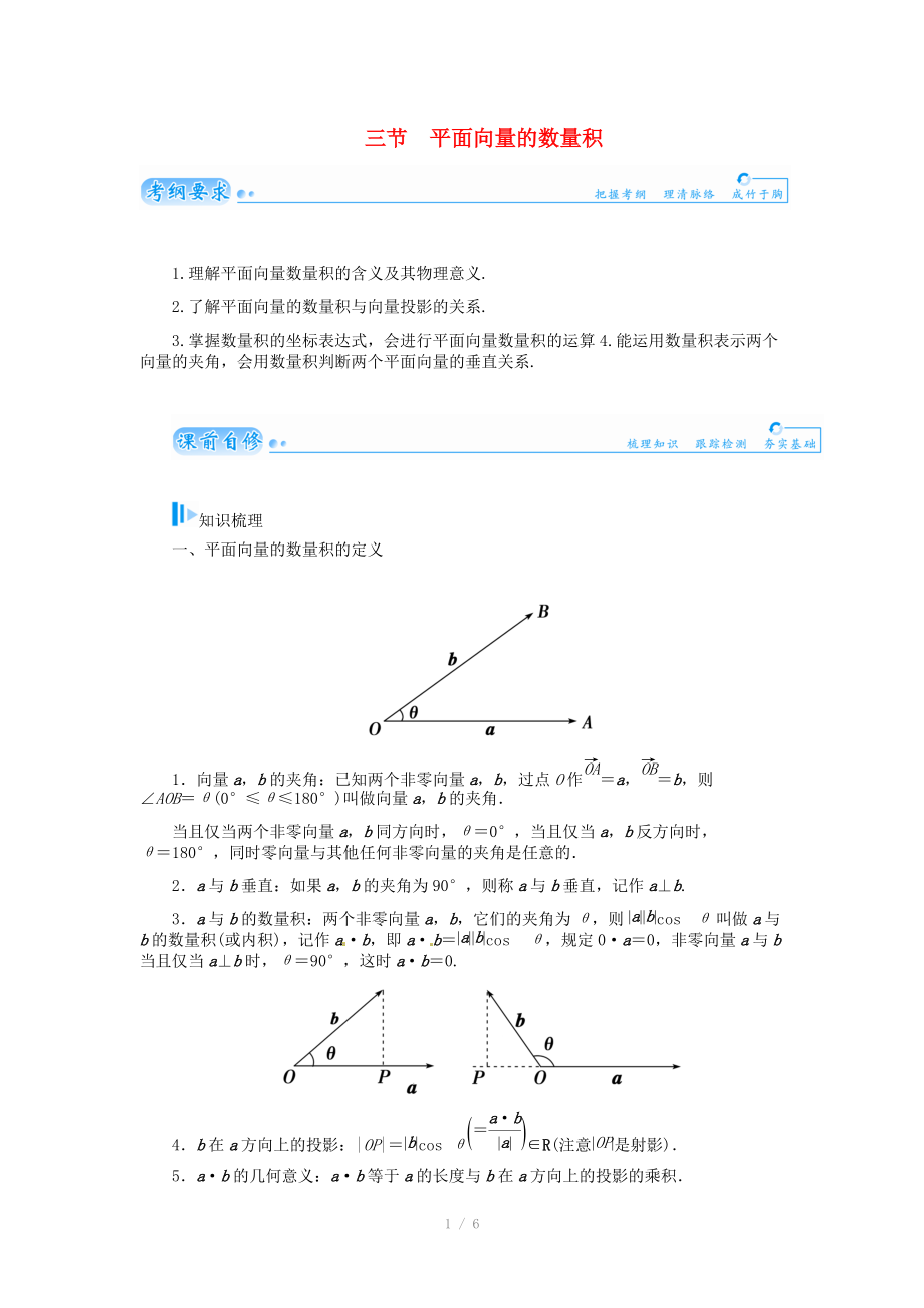 2015屆高考數(shù)學(xué)總復(fù)習(xí) 基礎(chǔ)知識(shí)名師講義 第四章 第三節(jié)平面向量的數(shù)量積 文_第1頁(yè)