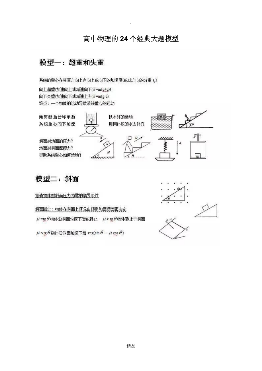 高中物理的24个经典大题模型_第1页