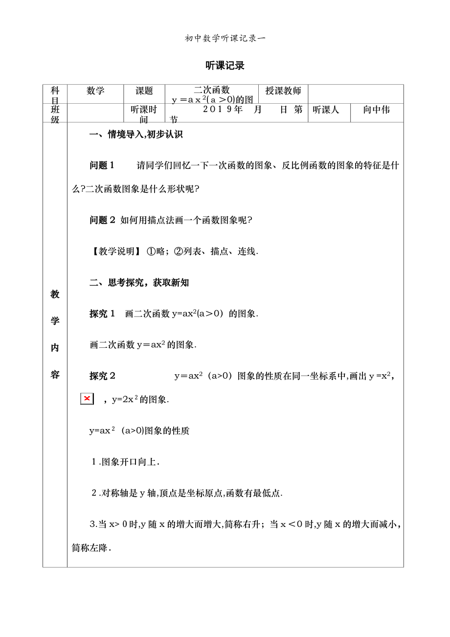 初中數(shù)學聽課記錄一_第1頁