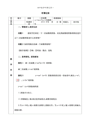 初中數(shù)學(xué)聽課記錄一