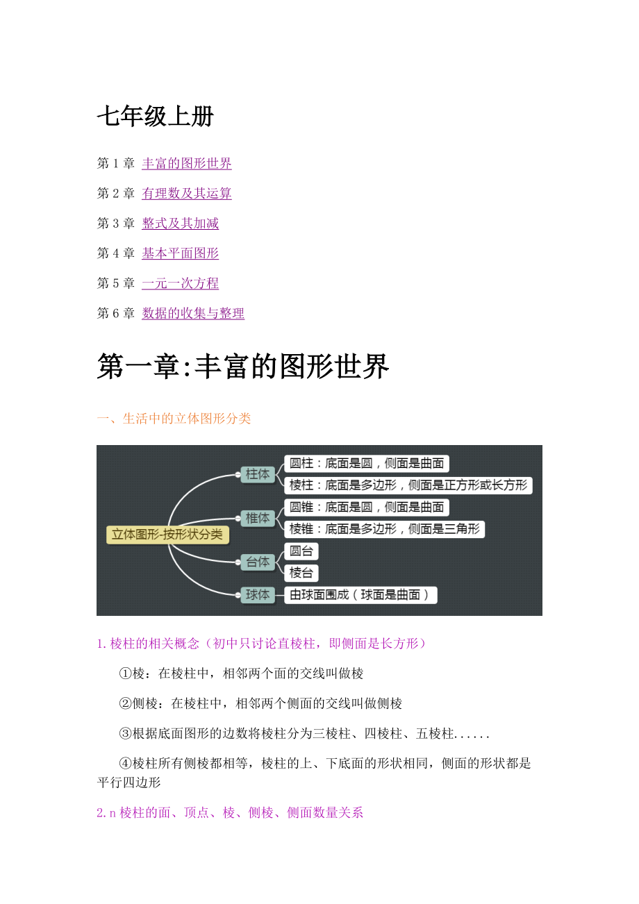 北师大版七级上数学知识点汇总精心整理北师大版七级数学知识点_第1页