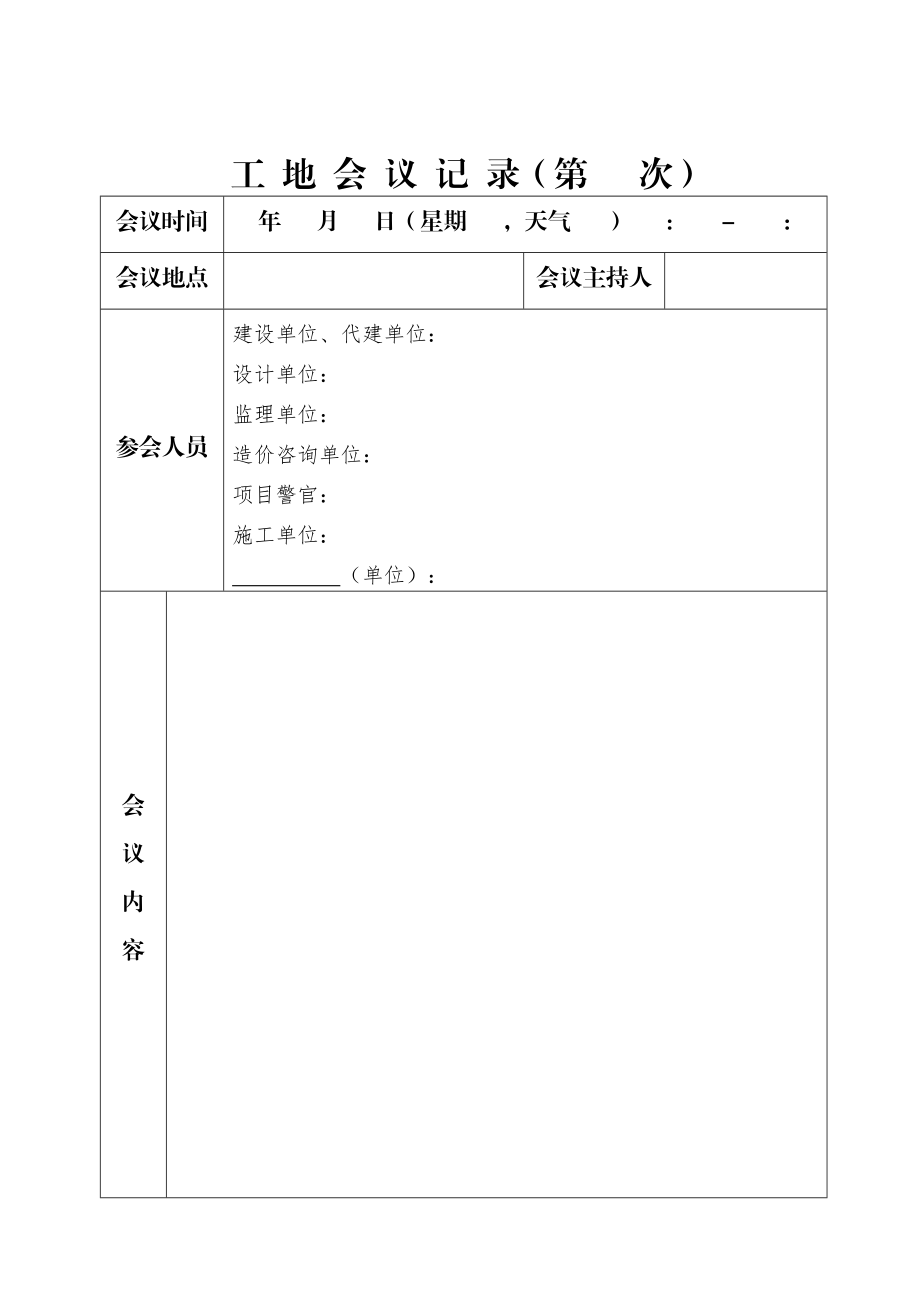 工地会议记录表