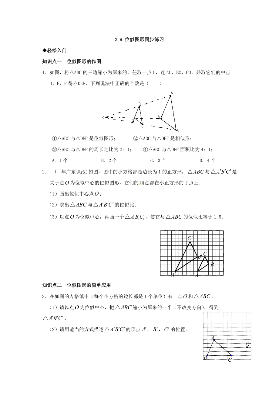 魯教版數(shù)學(xué)八上29位似圖形同步測試_第1頁