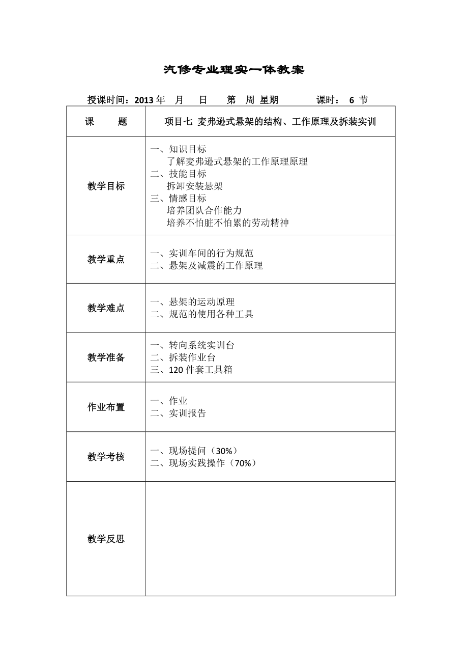 底盤10麥弗遜式懸架的構造及拆裝實訓_第1頁