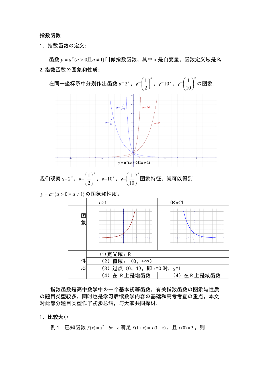 指数函数经典例题问题详解_第1页