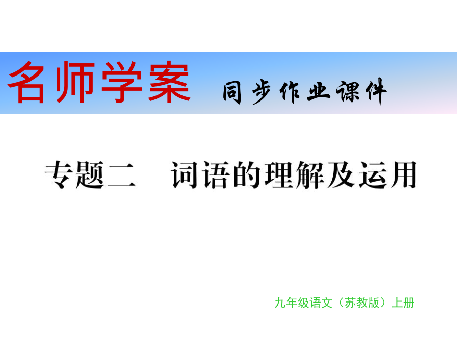 2018年秋蘇教版九年級語文上冊習(xí)題課件：專題二_第1頁