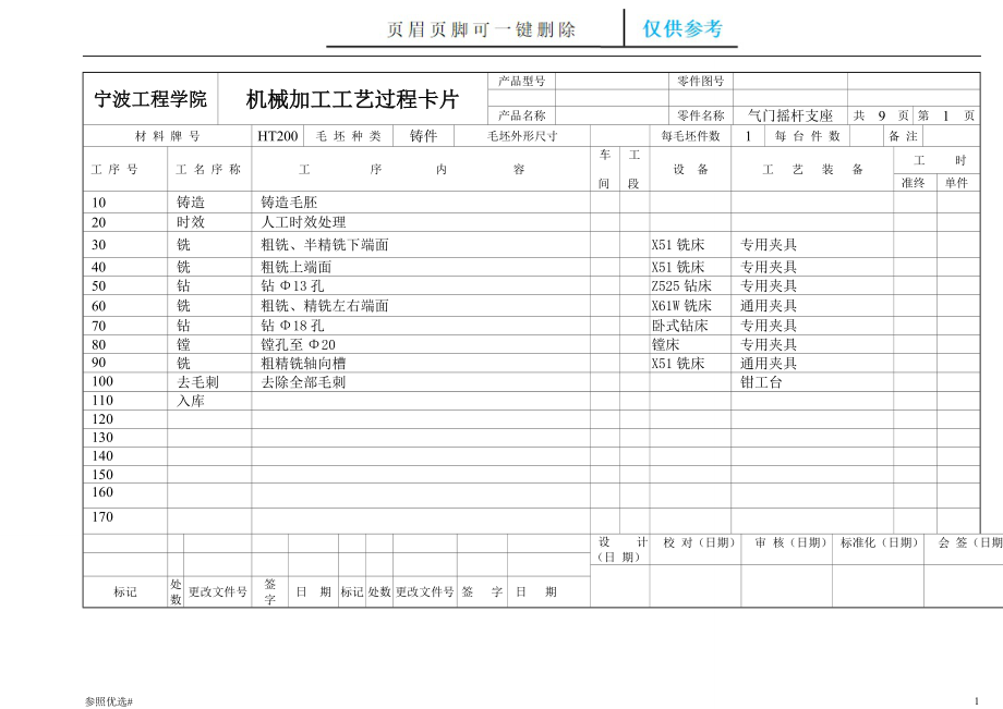 氣門搖桿支座加工工藝卡片精制研究_第1頁