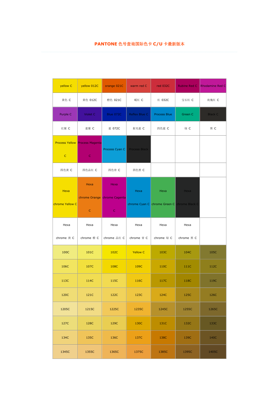 PANTONE色号查询国际色卡C_第1页