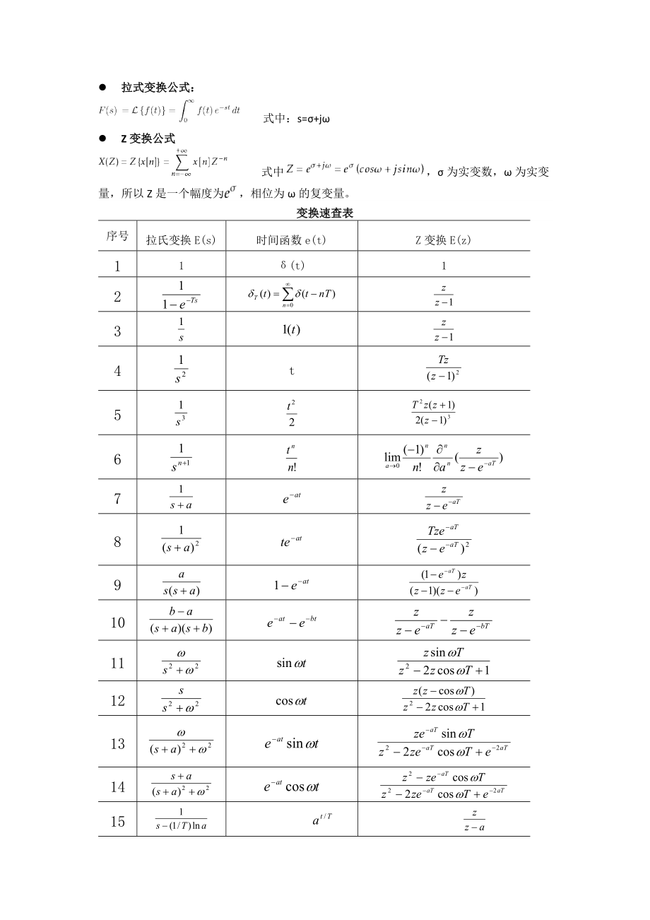 拉式与Z变换公式_第1页