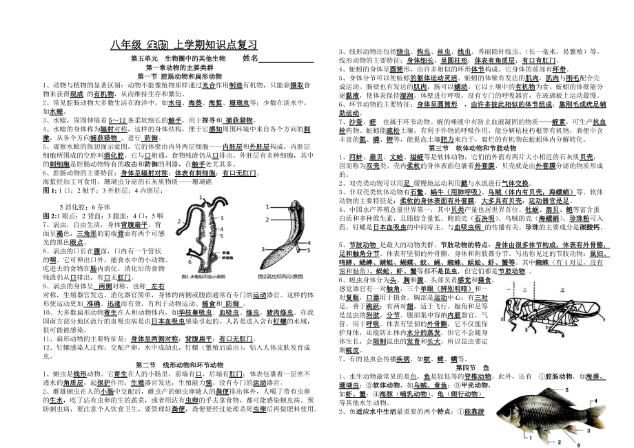 人教版版八年级生物上册全册知识点归纳_第1页