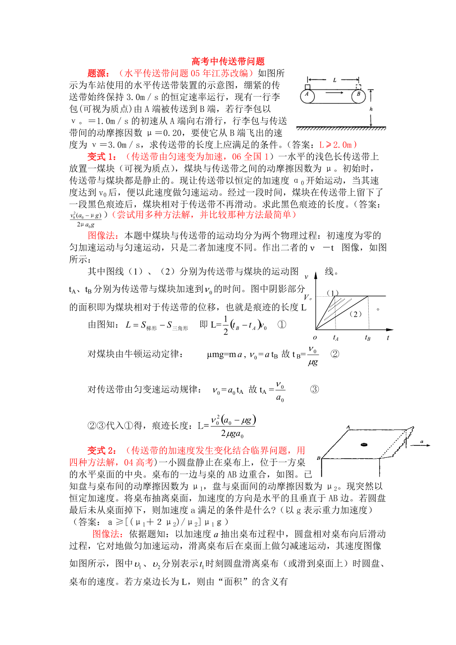 高考中傳送帶問題_第1頁