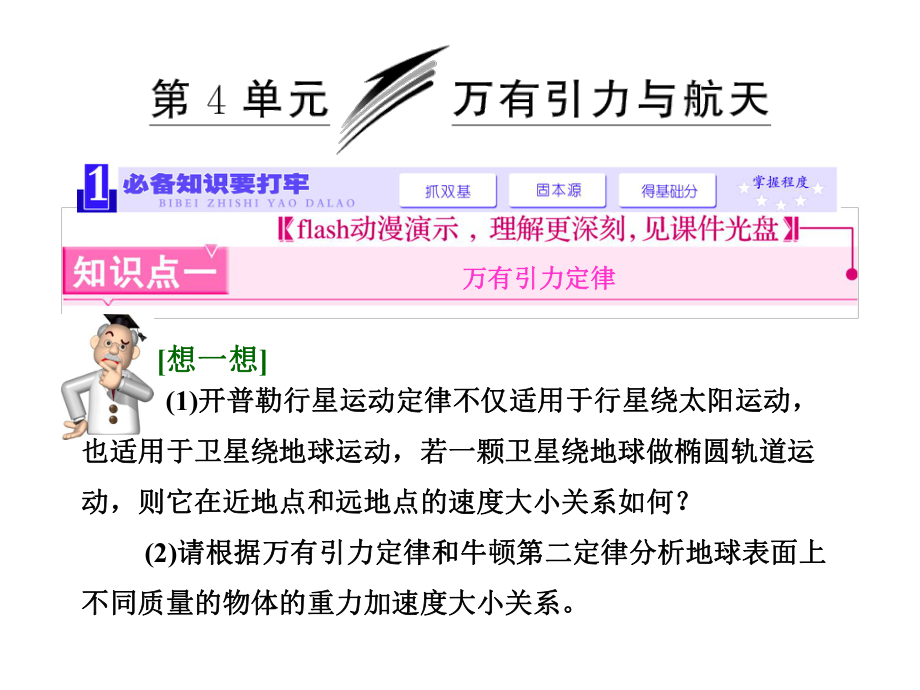 三維設計新課標高考物理一輪總復習課件 第四章第4單元萬有引力與航天(64張ppt)_第1頁