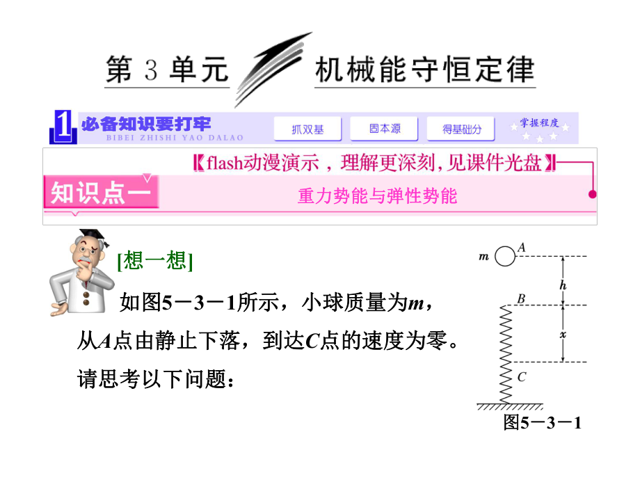 三维设计新课标高考物理一轮总复习课件 第五章第3单元 机械能守恒定律(65张ppt)_第1页