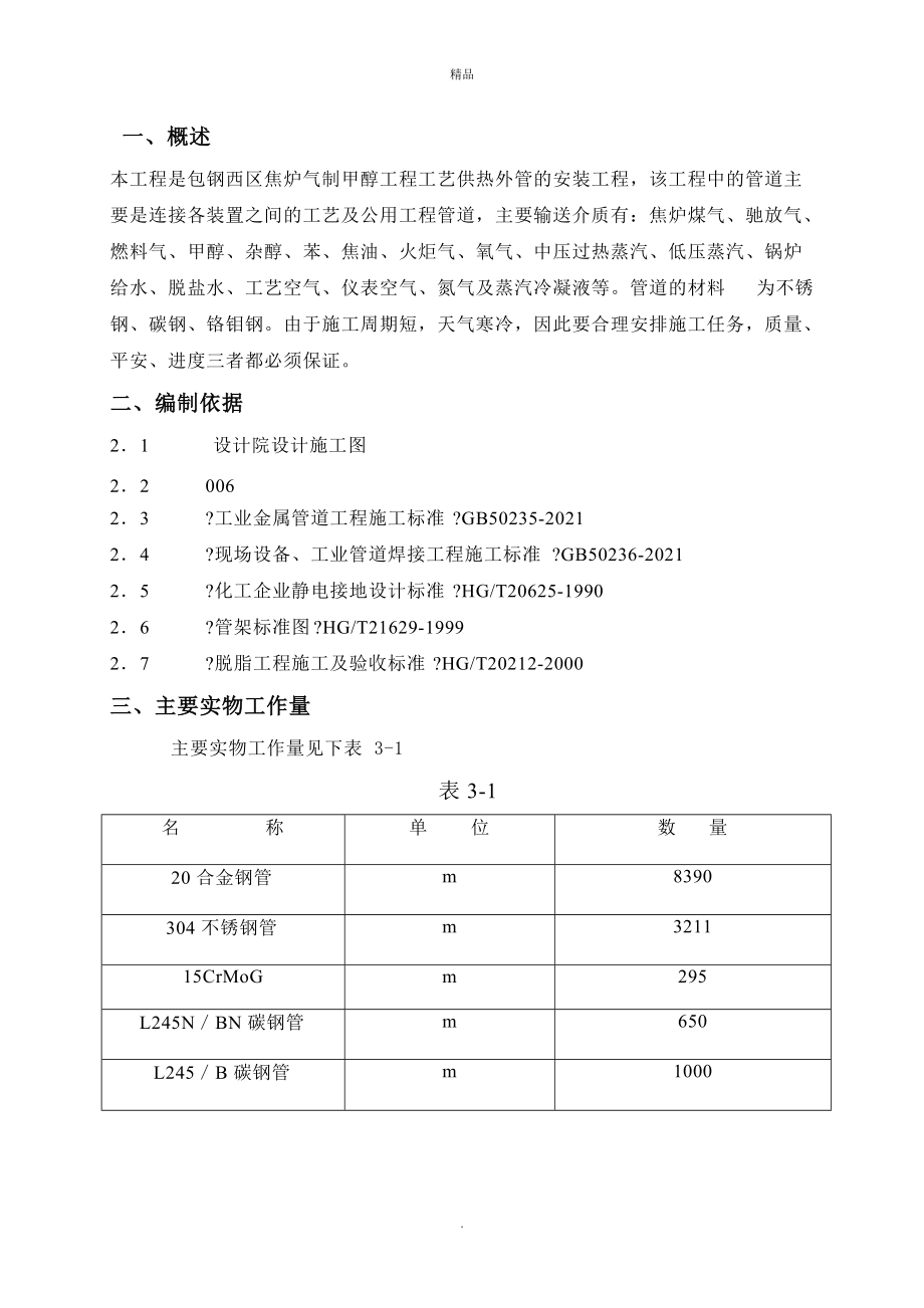 《管道安裝施工方案》word版_第1頁