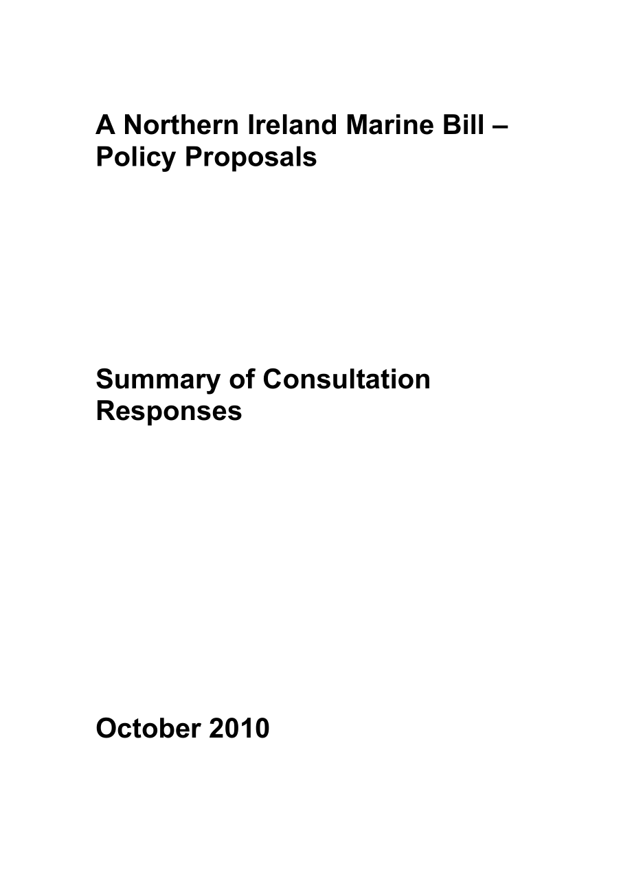 A Northern Ireland Marine Bill – Policy Proposals：北愛爾蘭的一個海洋比爾–政策建議_第1頁