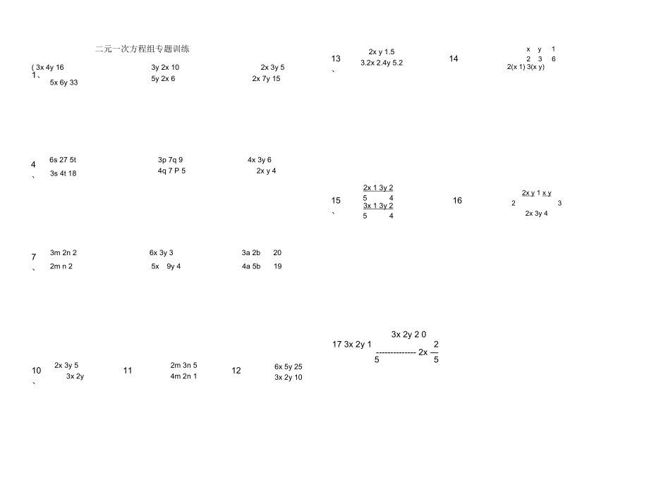 二元一次方程组练习题含答案_第1页