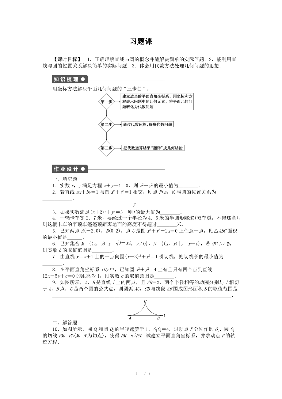 2014-2015學年高中數(shù)學（蘇教版必修二） 第二章平面解析幾何初步 2．3．2習題課 課時作業(yè)（含答案）_第1頁