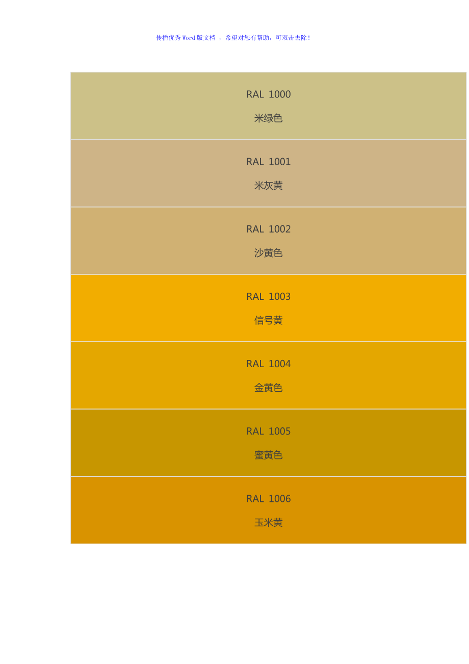 ral劳尔色卡中文名称电子版word版