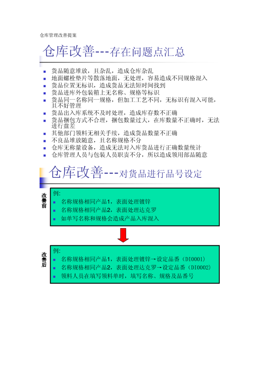 仓库管理改善提案