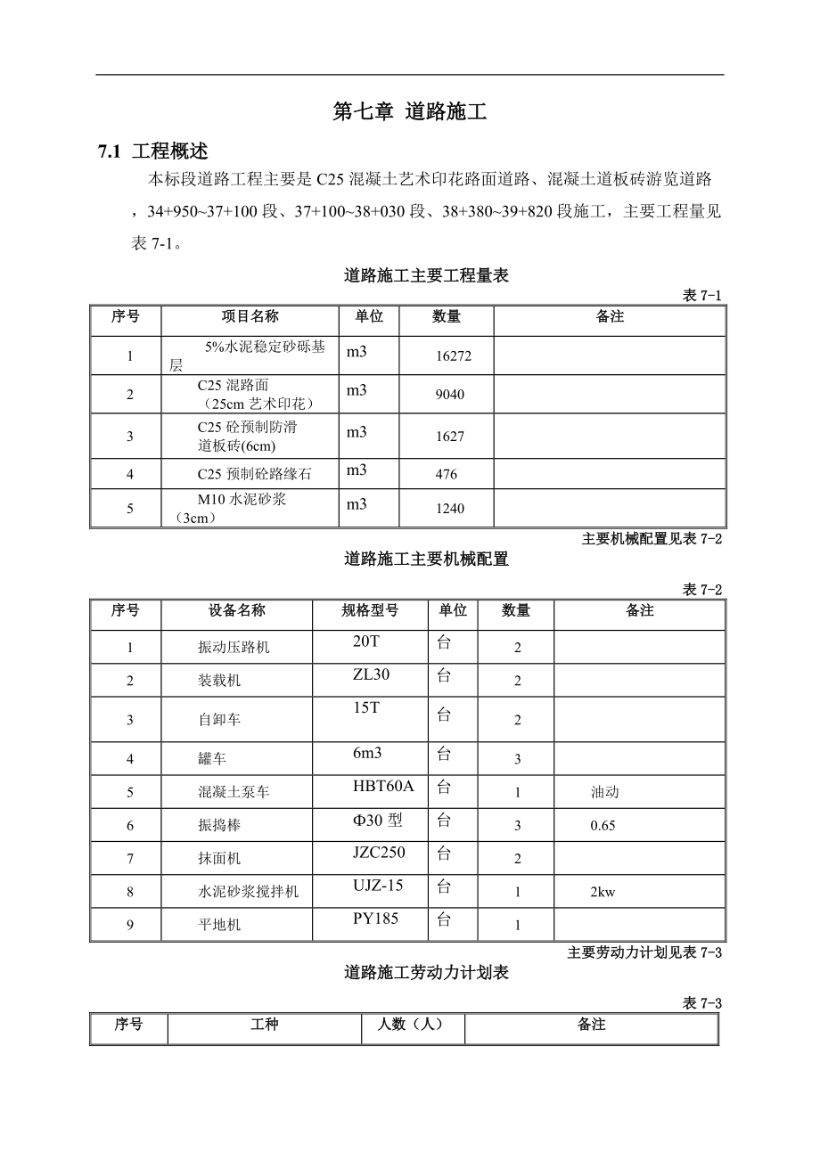 混凝土藝術印花路面道路、混凝土道板磚游覽道路 工程施工組織設計_第1頁